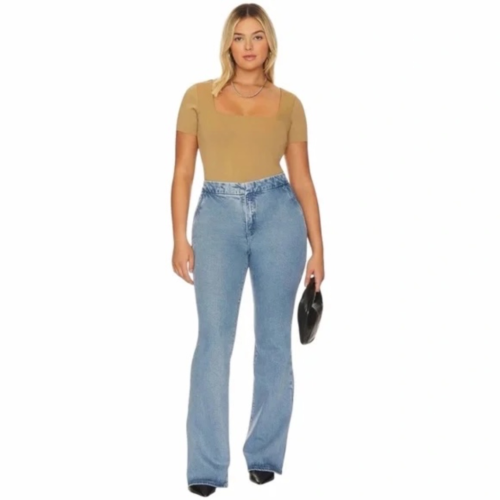 Good American Denim Jeans Flared Bell Bottom Pants Size 15 Good Flare Trouser